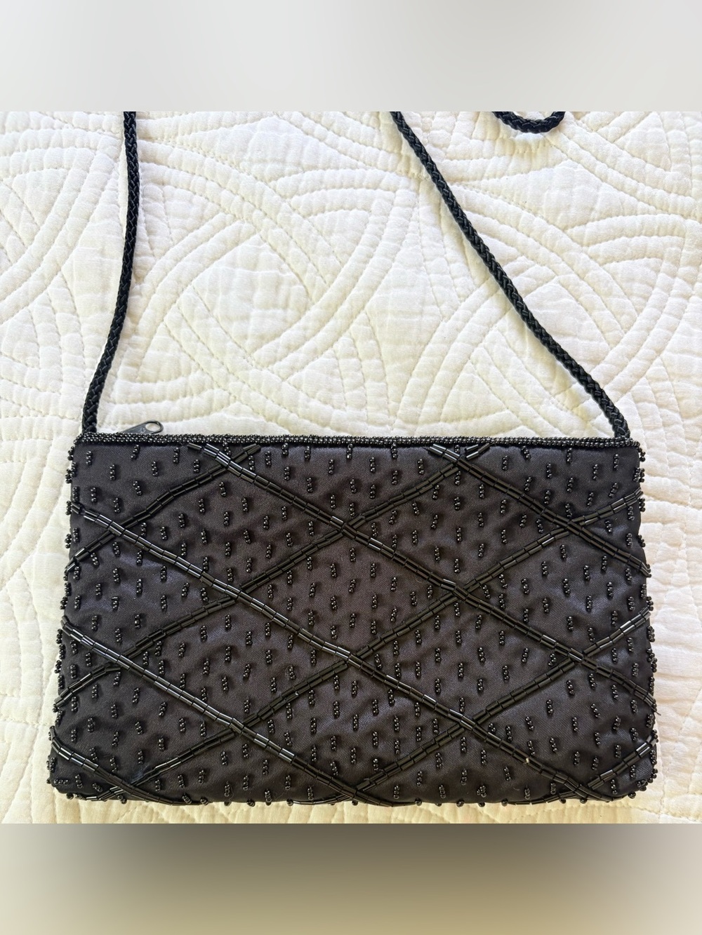 Hand Beaded Black Vintage Crossbody Bag Valerie Steven’s